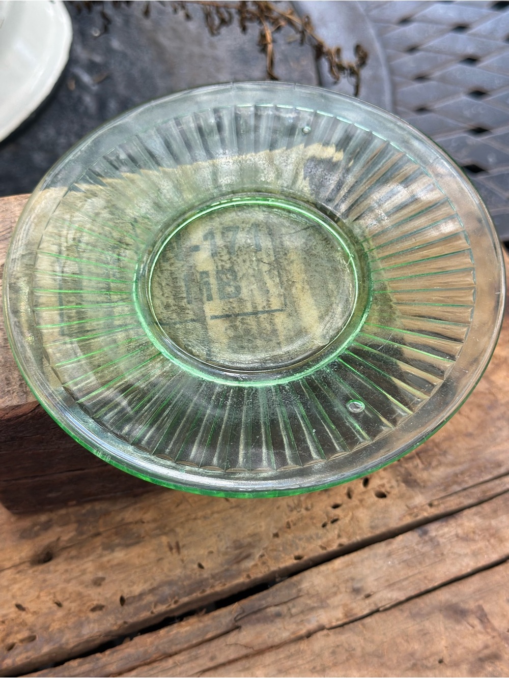 Vintage Uranium Glass Green Ribbed Saucer 6 Inch UV Glow - Picture 6 of 7